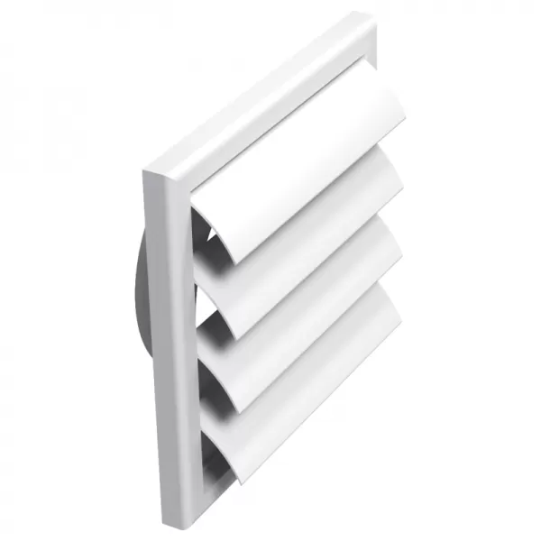 PVC větrací mřížka s přírubou a samotížnou žaluzií, 186x186 mm / O 125 mm, bílá DALAP 3248