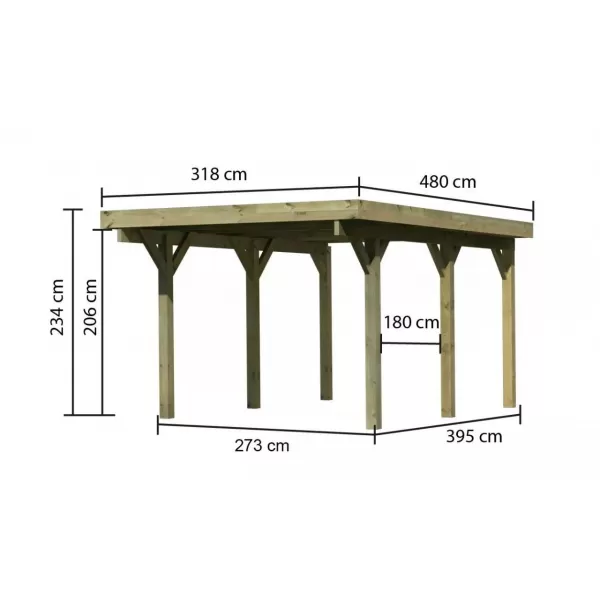 Carport KARIBU CLASSIC 1A 61580 ocelové střešní plechy LG3351