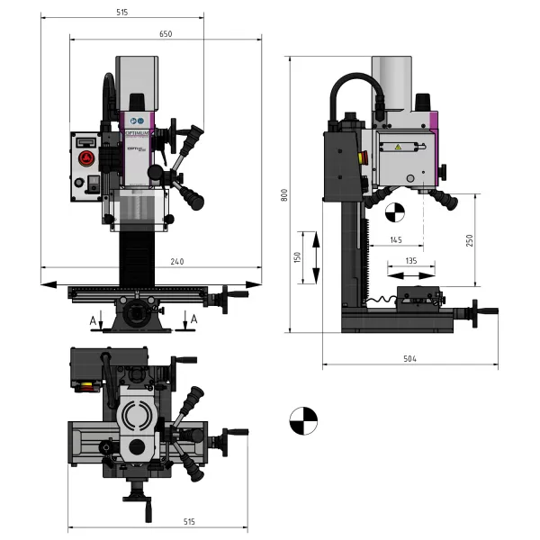 Stolní frézka OPTImill MH 15 V Optimum 3338110