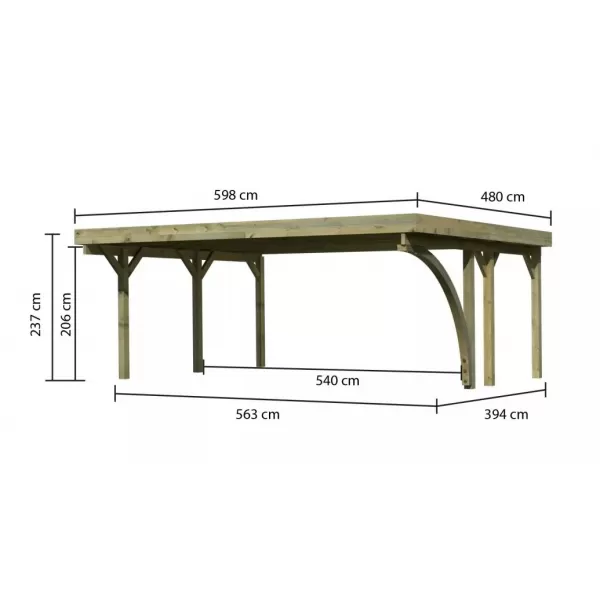 Carport KARIBU CLASSIC 1B 61973 ocelové střešní plechy LG3361