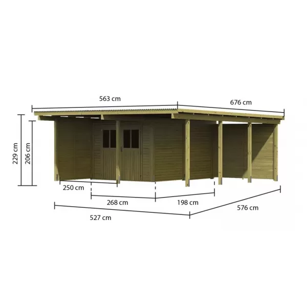 Dvojitý carport KARIBU ECO 2B 73096 LG3350
