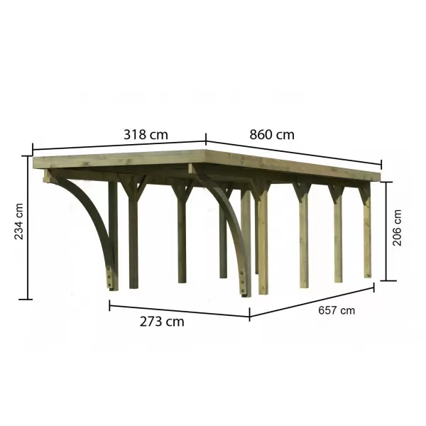 Carport KARIBU CLASSIC 3C 61972 ocelové střešní plechy LG3359