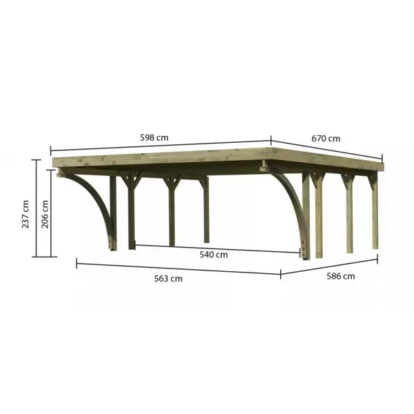 Carport KARIBU CLASSIC 2C 61977 ocelové střešní plechy LG3365