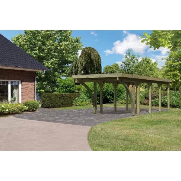 Carport KARIBU CLASSIC 3C 61972 ocelové střešní plechy LG3359