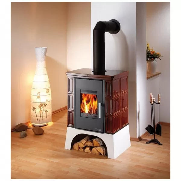 Kachlová kamna s výměníkem + vychlazovací smyčka černá, hnědá kachle Haas+Sohn EBOLI AL II