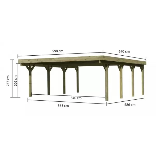 Carport KARIBU CLASSIC 2A 61975 ocelové střešní plechy LG3363