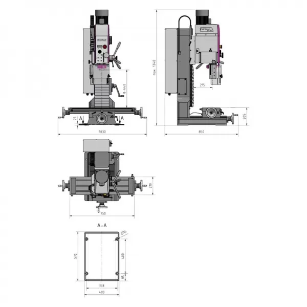 Vrtačko-frézka OPTImill MH 35 V Optimum 3338171