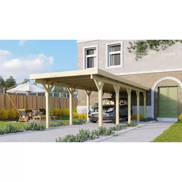 Carport KARIBU CLASSIC 3A 61970 ocelové střešní plechy LG3357