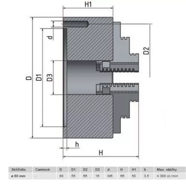 4-čelisťové sklíčidlo s centrickým upínáním průměr 80 mm OPTIMUM 3442808