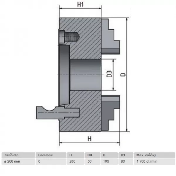 4-čelisťové sklíčidlo s centrickým upínáním o 160 mm Camlock 6 OPTIMUM 3442846