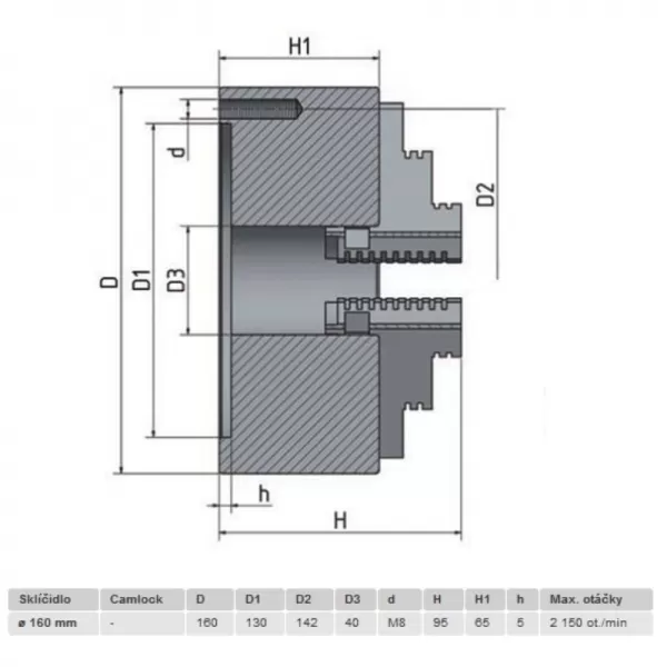 4-čelisťové sklíčidlo s centrickým upínáním průměr 160mm OPTIMUM 3442816
