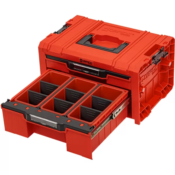 Box s organizérem QBRICK PRO Drawer 2 Toolbox 2.0 Expert RED Ultra HD Custom 450x310x244 mm P90709