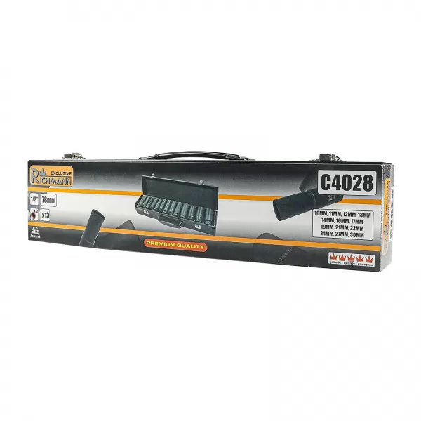 Sada průmyslových prodloužených dvanáctihranných hlavic 1/2", 13 dílů RICHMANN PC4028