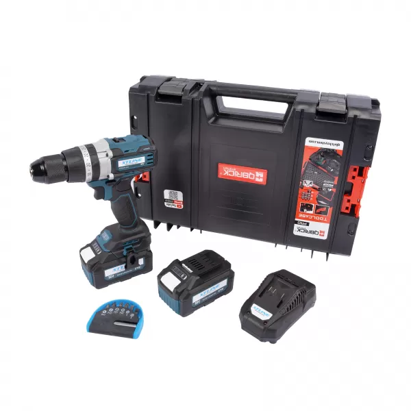 Aku vrtačka s příklepem bezuhlíková 18V 2x5,0 Ah + nabíječka + box XTline XT102805-2B5B