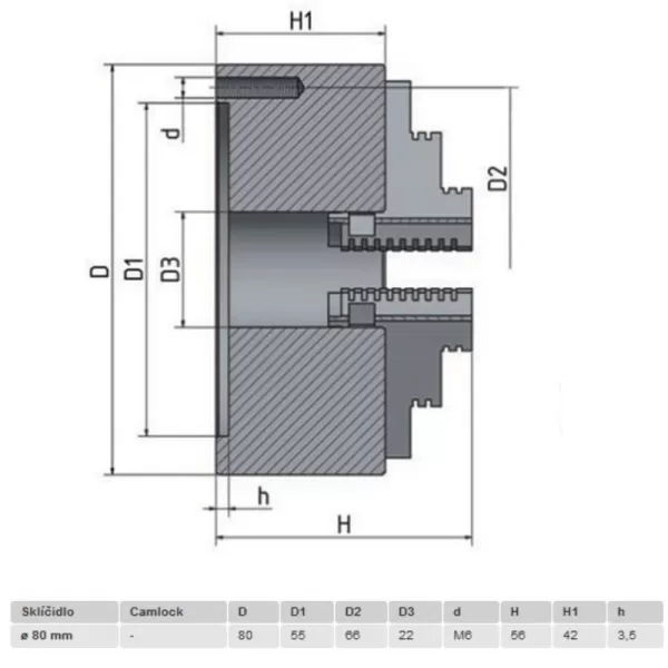 4-čelisťové sklíčidlo s nezávisle stavitelnými čelistmi 80 mm OPTIMUM 3440286