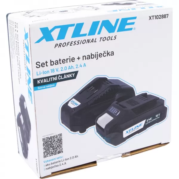 Aku baterie Li-Ion 18 V 2.0 Ah EVE + nabíječka 2.4 A XTline XT102887