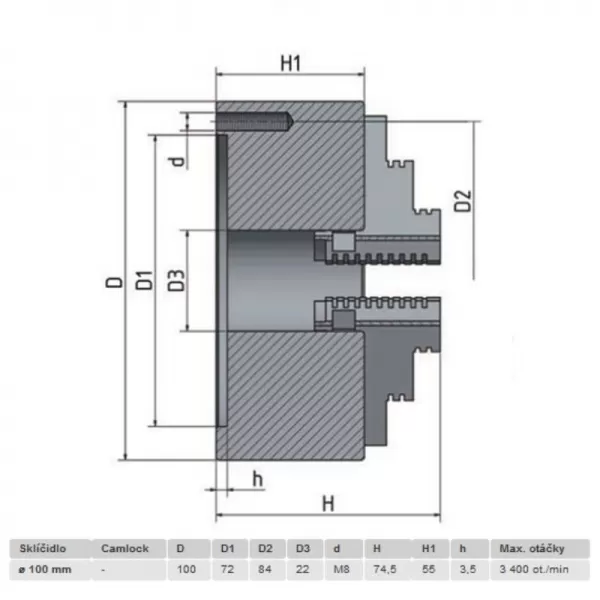 4-čelisťové sklíčidlo s centrickým upínáním průměr 100 mm OPTIMUM 3442810