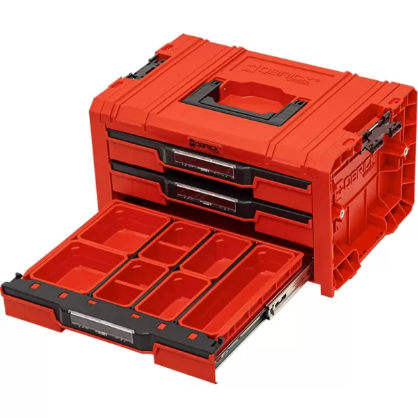 Box s organizérem QBRICK PRO Drawer 3 Toolbox 2.0 Expert RED Ultra HD Custom 450x310x244 mm P90708