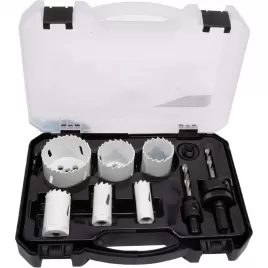 Sada vykružovacích bimetalových korunek 9 dílů 19-57 mm, plastový box XTline M24750P