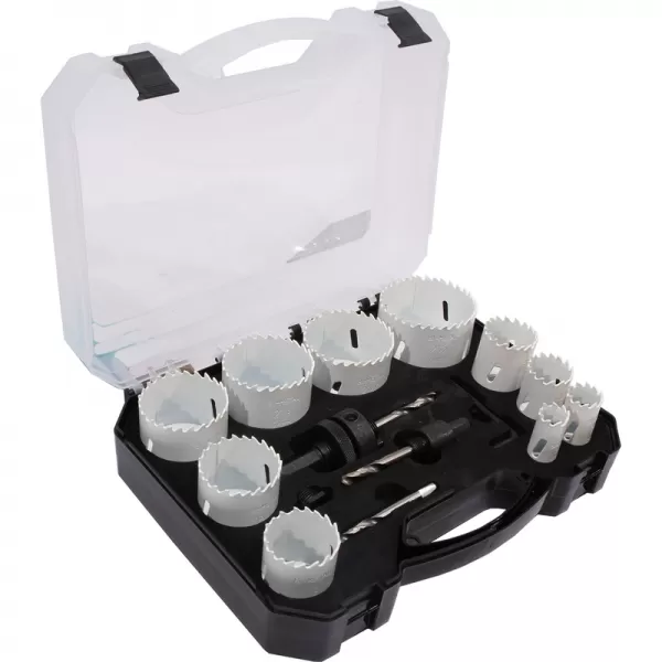 Sada vykružovacích bimetalových korunek 14 dílů 19-64 mm, plastový box XTline M24751P