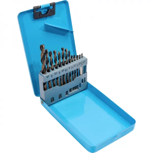 Sada vrtáků do kovu HSS-R 1,5-6,5 mm 13 dílů, kovový obal XTline XT32013