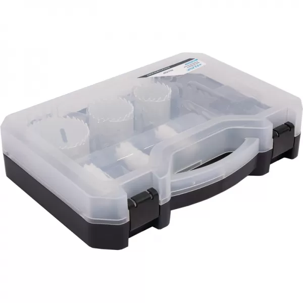 Sada vykružovacích bimetalových korunek 9 dílů 19-57 mm, plastový box XTline M24750P