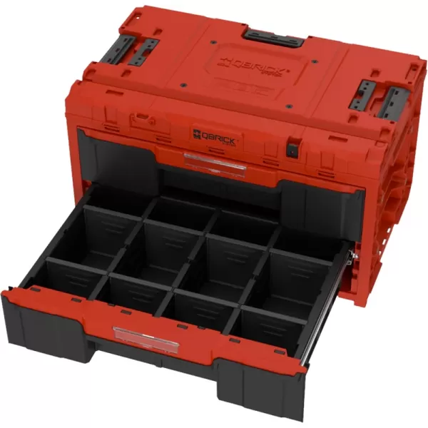 Box plastový s organizérem plastový QBRICK ONE 2.0 DRAWER 2 TOOLBOX RED Ultra HD Custom, 2 zásuvky 587x380x340 mm P90721