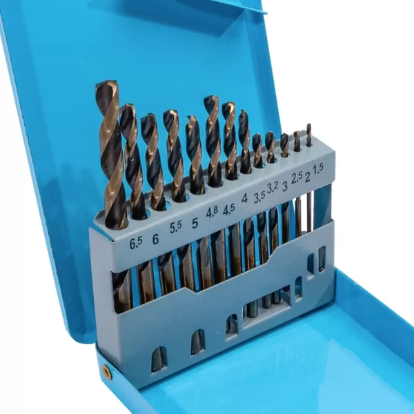 Sada vrtáků do kovu HSS-R 1,5-6,5 mm 13 dílů, kovový obal XTline XT32013