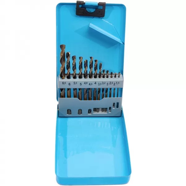 Sada vrtáků do kovu HSS-R 1,5-6,5 mm 13 dílů, kovový obal XTline XT32013