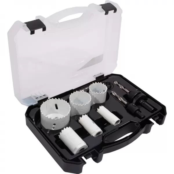 Sada vykružovacích bimetalových korunek 9 dílů 19-57 mm, plastový box XTline M24750P