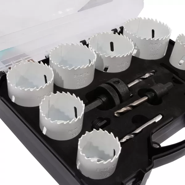 Sada vykružovacích bimetalových korunek 14 dílů 19-64 mm, plastový box XTline M24751P