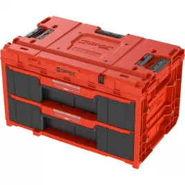 Box plastový s organizérem plastový QBRICK ONE 2.0 DRAWER 2 TOOLBOX RED Ultra HD Custom, 2 zásuvky 587x380x340 mm P90721