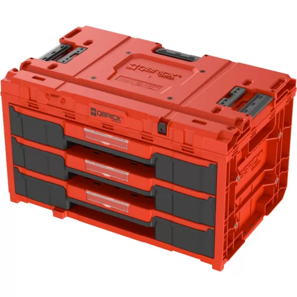 Box plastový s organizérem plastový QBRICK ONE Drawer 3 Toolbox 2.0 Red Ultra HD Custom, 2 zásuvky 587x380x340 mm P90722