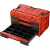 Box plastový s organizérem plastový QBRICK ONE Drawer 3 Toolbox 2.0 Red Ultra HD Custom, 2 zásuvky 587x380x340 mm P90722