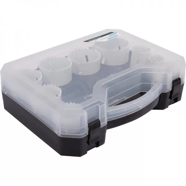 Sada vykružovacích bimetalových korunek 14 dílů 19-64 mm, plastový box XTline M24751P