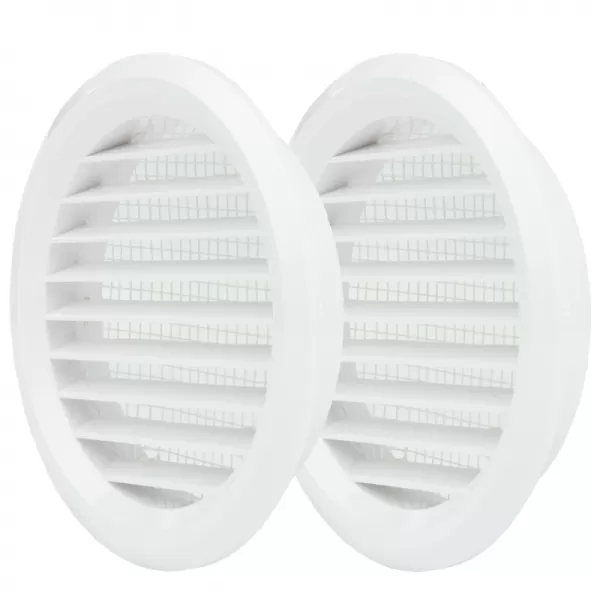 PVC větrací mřížka kruhová s přírubou a síťkou Ø 80 mm, bílá (2 ks) DALAP 352
