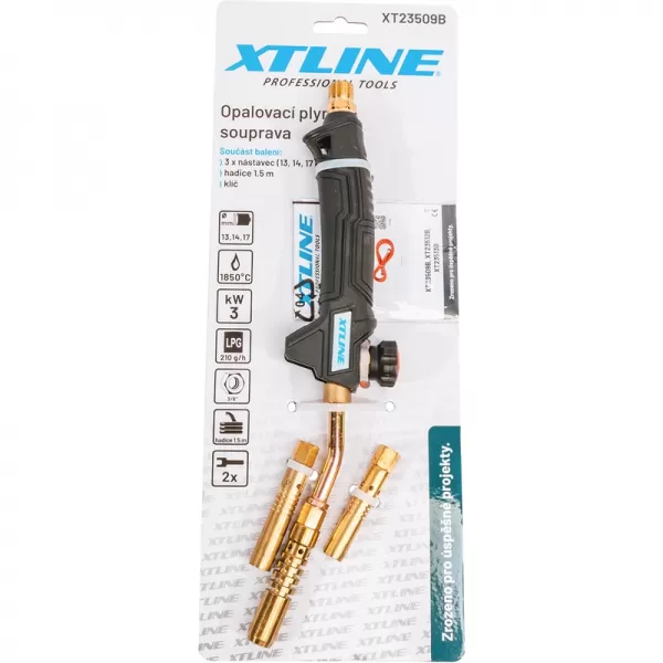 Plynová opalovací souprava 3 kW + trysky 13,14,17 mm + hadice 1,5 m XTline XT23509B