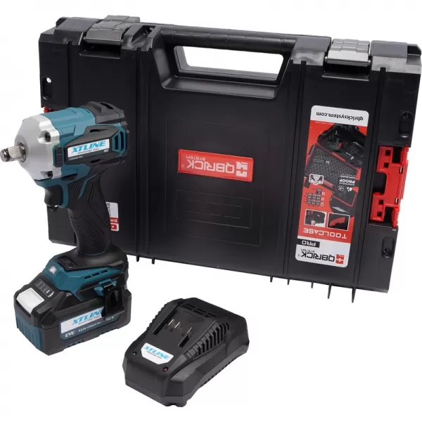 Aku rázový utahovák na 1/2" hlavice bezuhlíkový 18V/5,0 Ah + box Xtline XT102832-1B5B