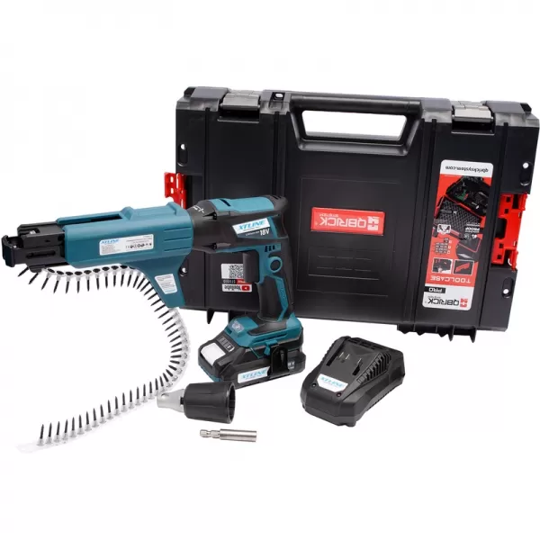 Aku šroubovák na sádrokarton bezuhlíkový 18V/2,0 Ah + box XTline XT102825-1B2B