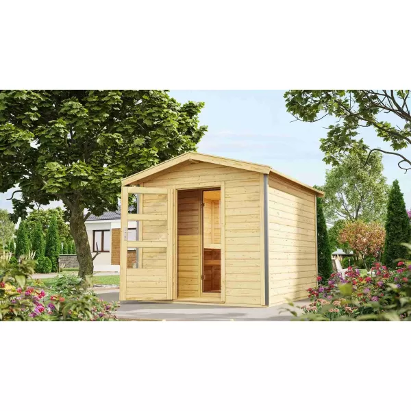 Finská sauna KARIBU BOSS 1 (86159) s předsíní natur LG3774