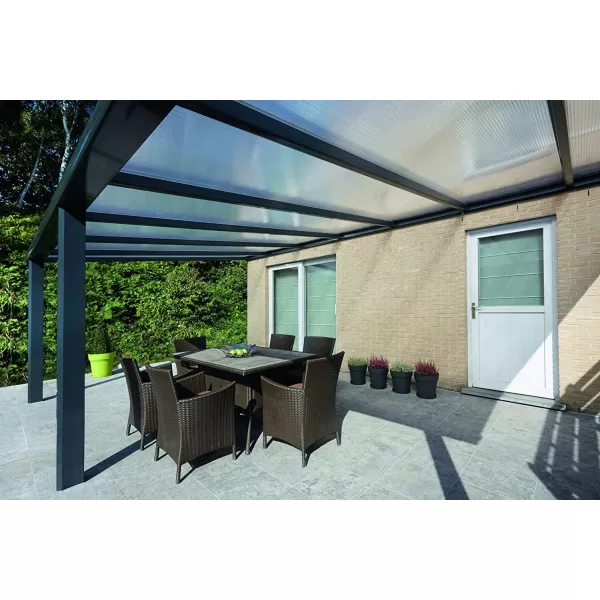 Hliníková pergola SKYLUX CLIMALUX 4,0 x 4,0 m antracit + opál PC LG3744