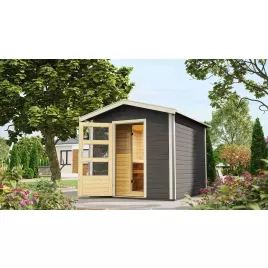 Finská sauna KARIBU BOSS 1 (35245) s předsíní terragrau LG3775