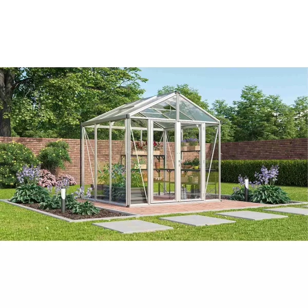 Skleník VITAVIA ZEUS COMFORT 6200 sklo 3 mm + PC 10 mm stříbrný LG3709