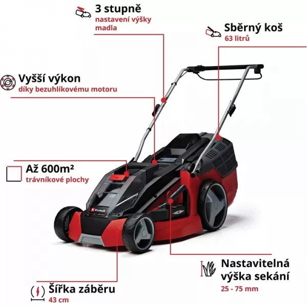 Aku sekačka na trávu 18V GE-CM 43 Li M Kit (2x4,0Ah) Einhell 3413130