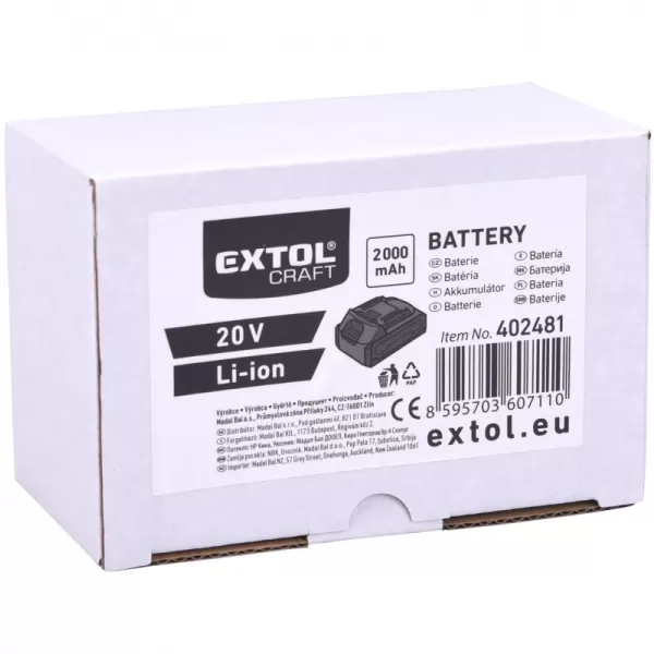 Akumulátor 20V 2,0Ah EXTOL ENERGY 402481