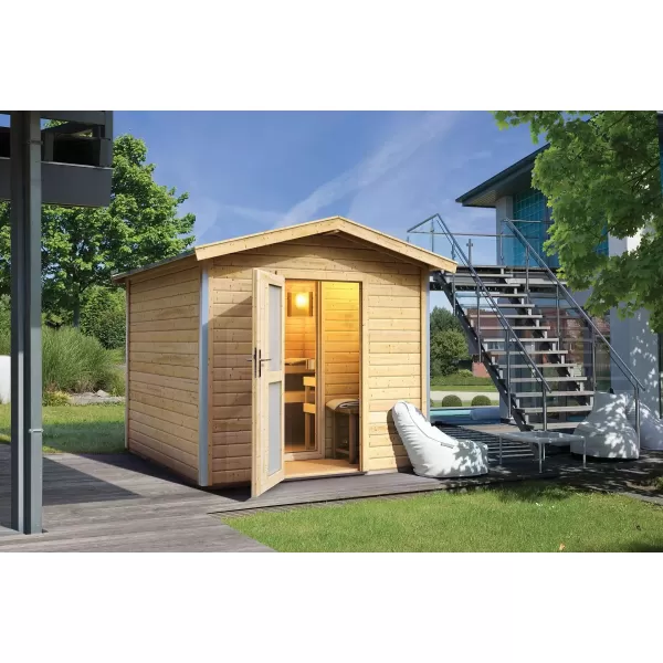 Finská sauna KARIBU BOSS 1 (86154) s předsíní natur LG4002