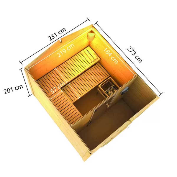 Finská sauna KARIBU BOSS 1 (87367) s předsíní natur LG4001