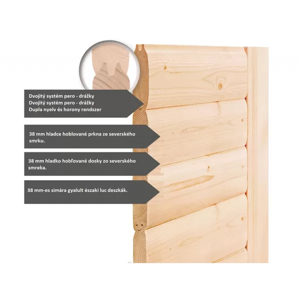 Finská sauna KARIBU BOSS 1 (86154) s předsíní natur LG4002