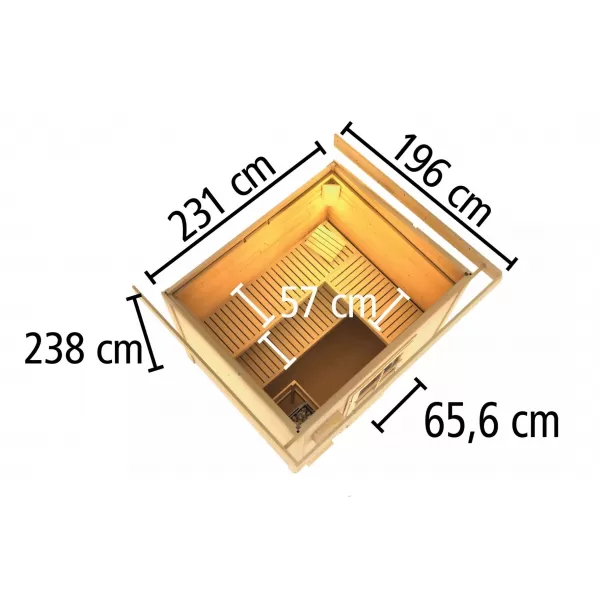 Finská sauna KARIBU HYTTI 3 (93863) natur LG4146