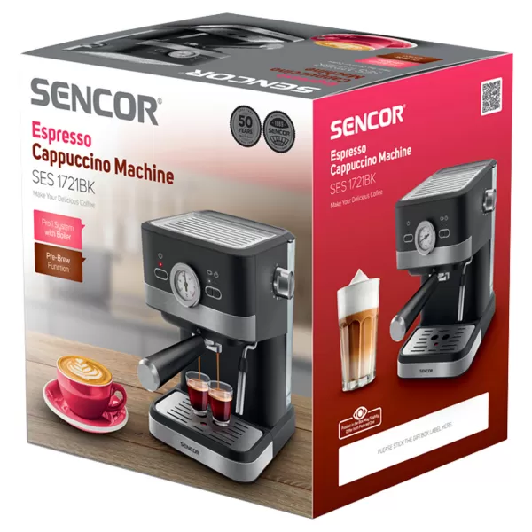 Kávovar na Espresso/Cappuccino SENCOR SES 1721BK
